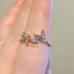 Adjustable Blue Butterfly Ring